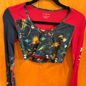 Reebok Blue Long Sleeve Crop Graphic Top